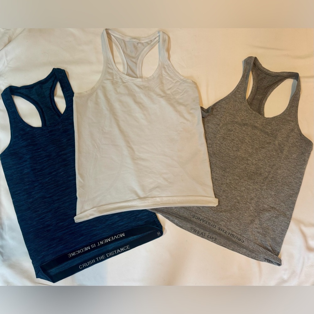 Lululemon Lot of 3 Swifty Tanks 8 & 10